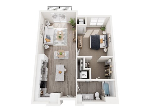Floor plan for 1 bed, 1 bath, 815 sqft